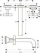 Gerät von AXOR, schematische Darstellung einer 3-Loch Waschtischarmatur für Wandmontage mit zwei Kreuzgriffen und einem gebogenen Auslauf.